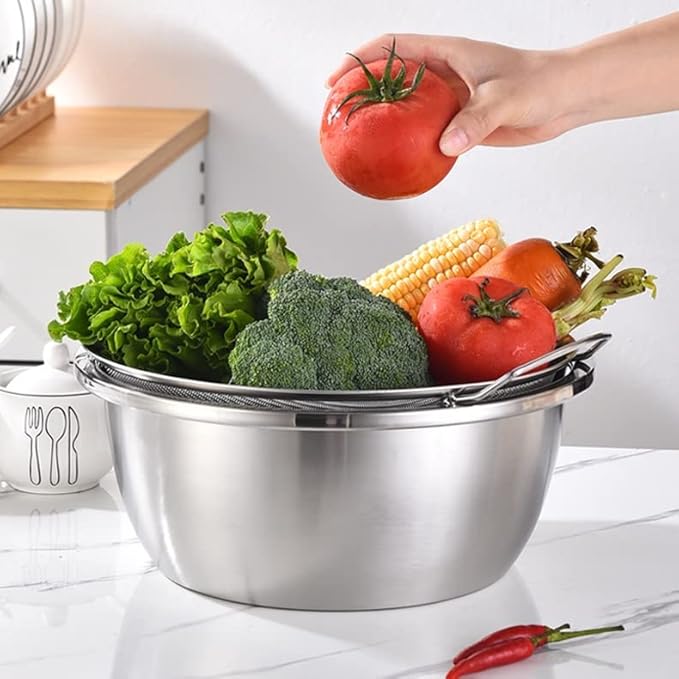 6PSC stainless steel food cleaning baskets.2/ 6 سلال تنظيف طعام من الفولاذ المقاوم للصدأ 