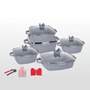 15PCs square cooking set size:20/24/28/32 with 2pcs spade,1 apron and gloves/مجموعة طبخ مربعة مكونة من 15 قطعة مع مجرفتين و مريلة وقفازات