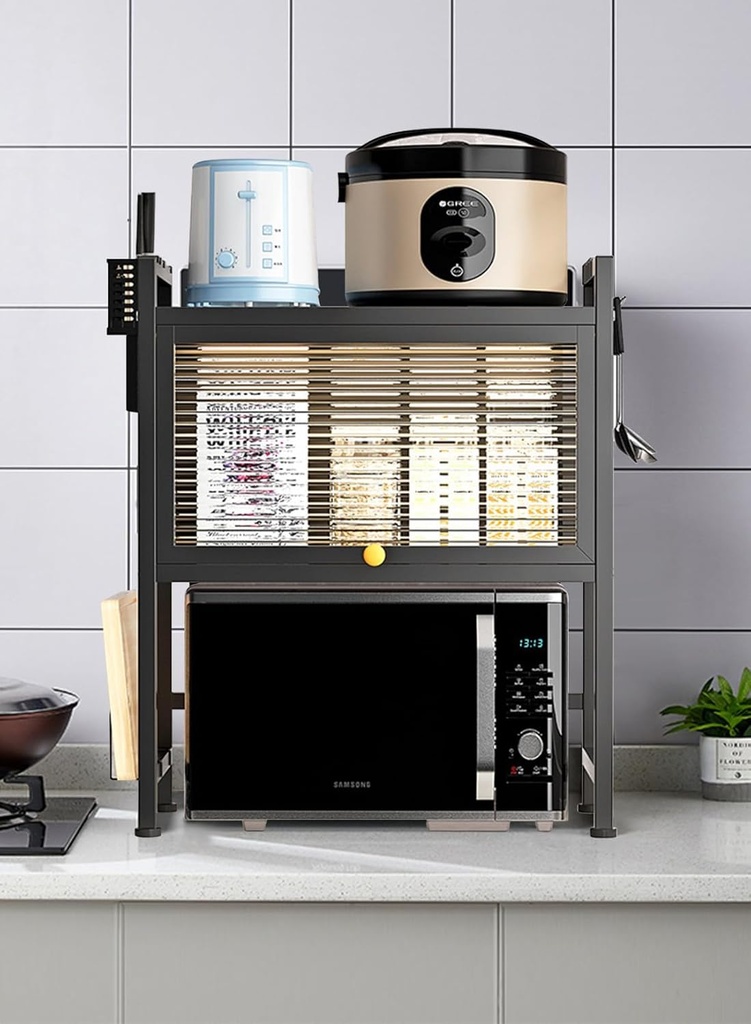 MICROWAVE OVEN SHELF BLACK/رف فرن الميكروويف أسود