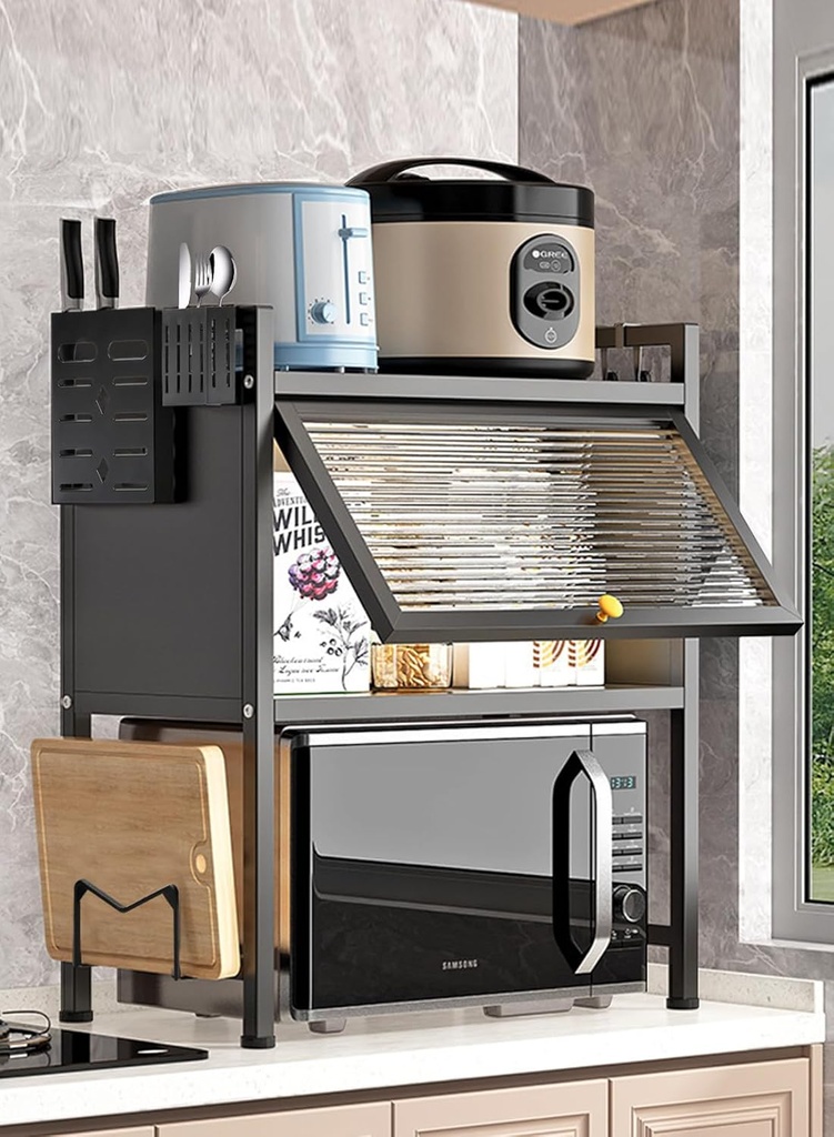 MICROWAVE OVEN SHELF BLACK/رف فرن الميكروويف أسود