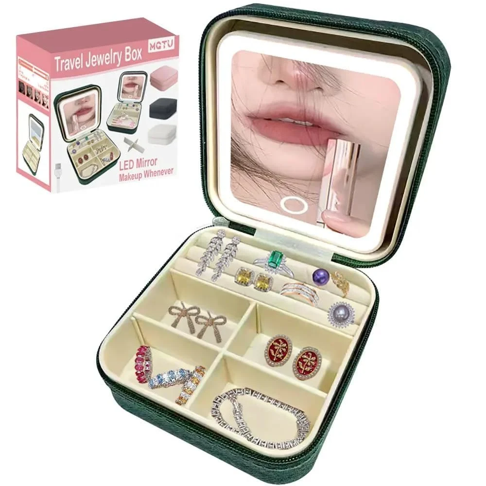 Accessories box with LED mirror/ شنطة تنظيم الاكسسوارات مع اضاءة 