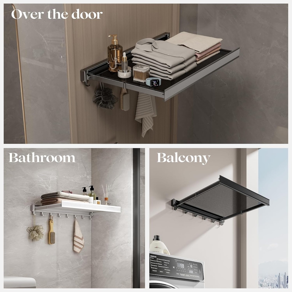 Foldable Organizing Wall Rack 40cm, / رف تنظيمي قابل للطي، 40 سم، مثبت على الحائط