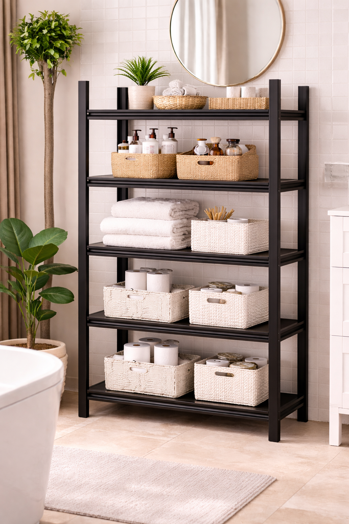 METAL FRAME WITH WOODEN SHELF 