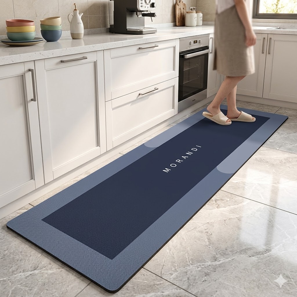 Modern Anti-Slip Kitchen Carpet SET 2PCs/طقم سجاد مطبخ عصري مضاد للانزلاق
