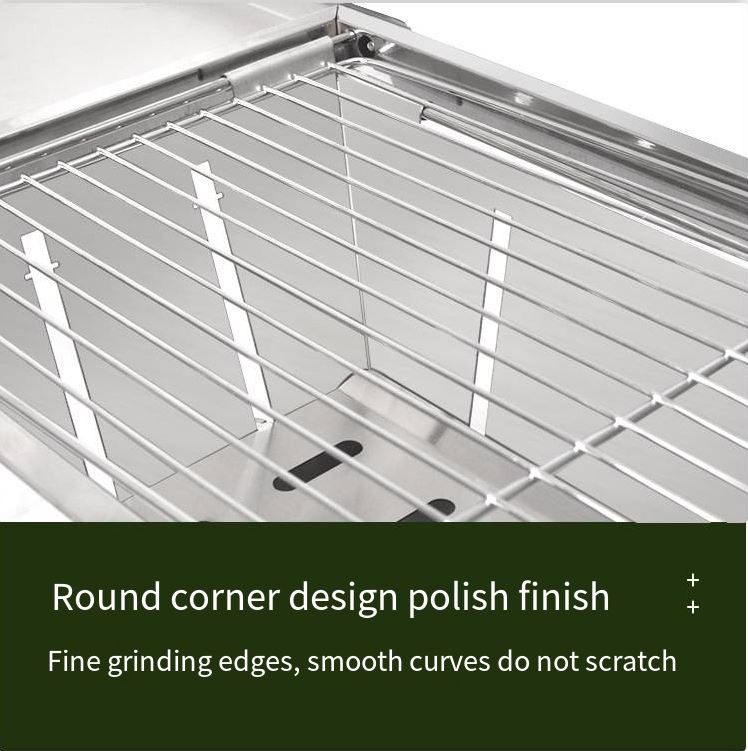 Dual-purpose folding grill Stainless steel/شواية قابلة للطي مزدوجة  من الاستانلس ستيل