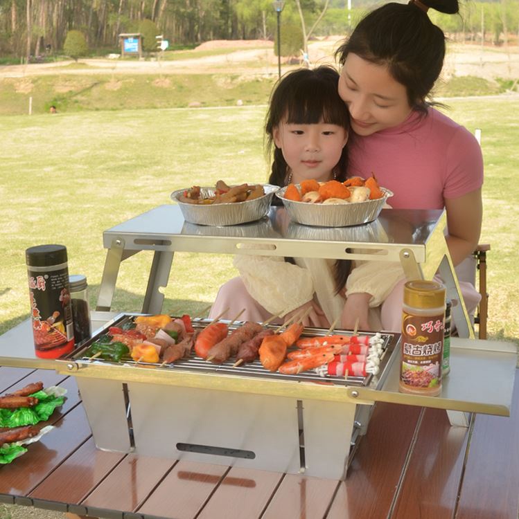 Dual-purpose folding grill Stainless steel/شواية قابلة للطي مزدوجة  من الاستانلس ستيل