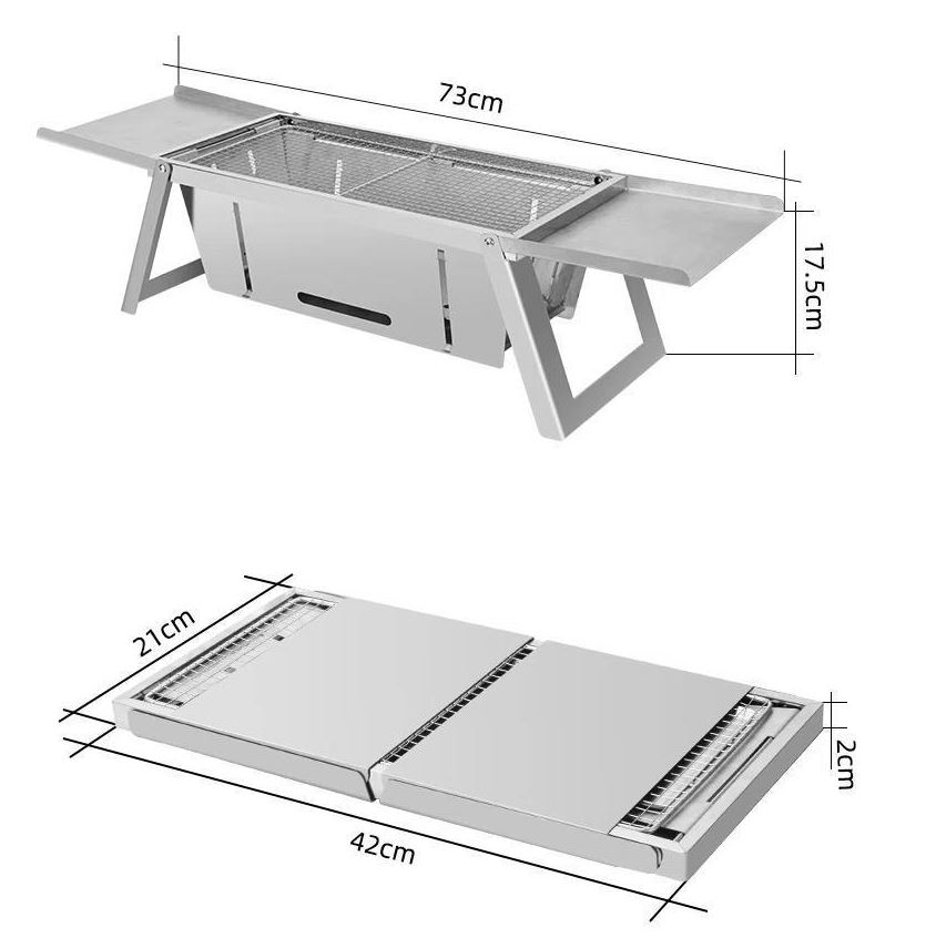 Dual-purpose folding grill Stainless steel/شواية قابلة للطي مزدوجة  من الاستانلس ستيل