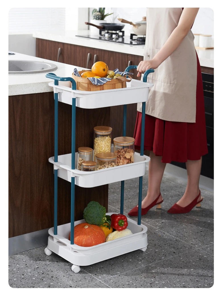 3 PORTABLE SHELFرفوف تنظيم متعددة الطوابق والاستخدام