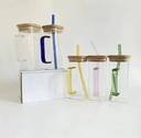 GLASS CUP WITH STRAW/ كأس زجاجي مع غطاء