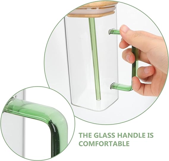 GLASS CUP WITH STRAW/ كأس زجاجي مع غطاء
