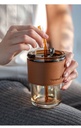 Glass Straw Cup with Insulation Cover/كأس زجاجي مع غطاء عازل