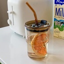 Glass Straw Cup with Insulation Cover/كأس زجاجي مع غطاء عازل