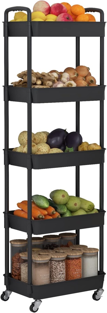 5 Tier Rolling Cart with Wheels /ستاند التنظيم بالعجلات
