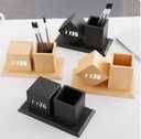 LED Electronic wooden pen holder clock/ساعة الكترونية و منظم للمكتب