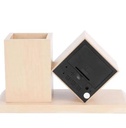 LED Electronic wooden pen holder clock/ساعة الكترونية و منظم للمكتب