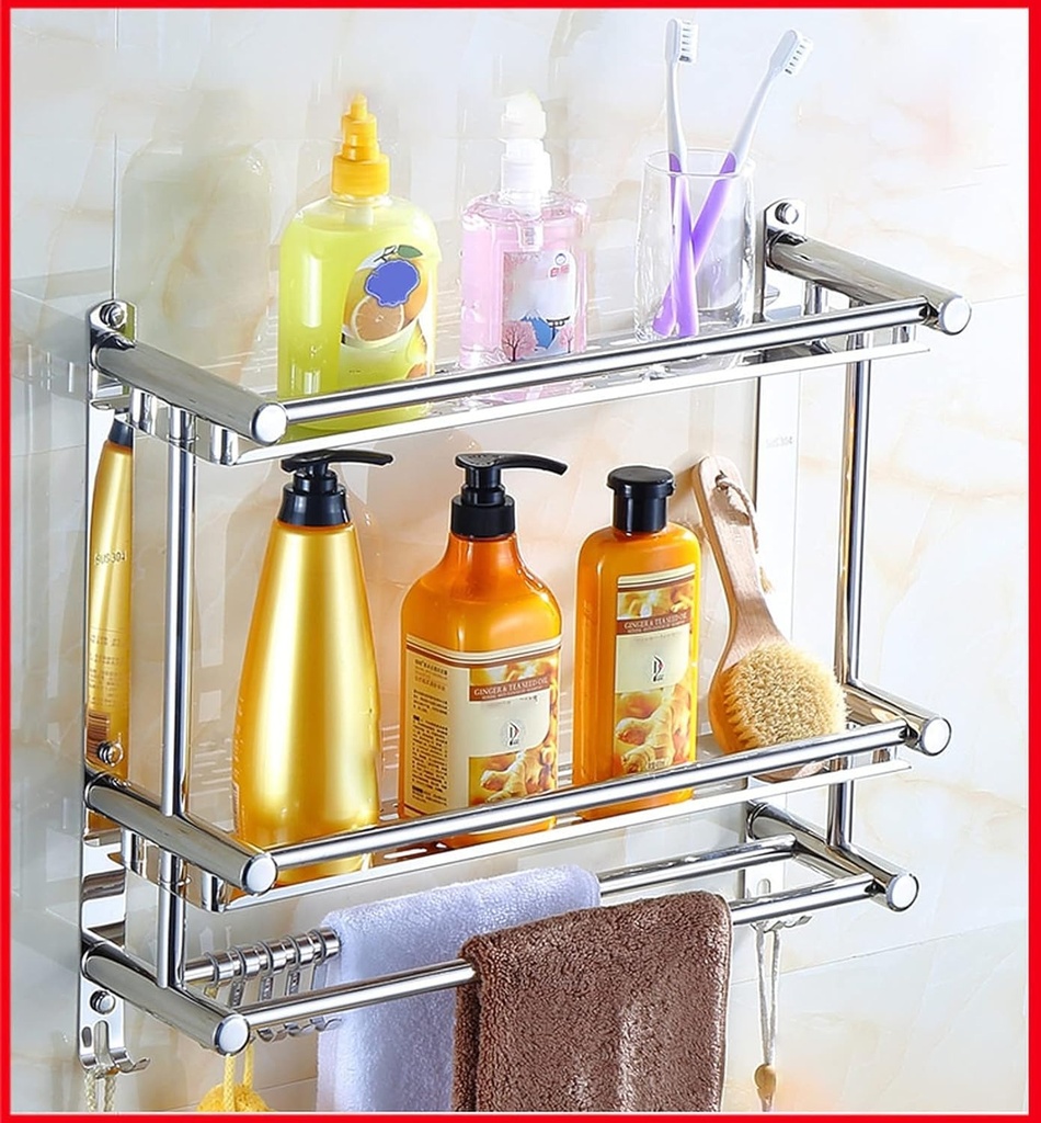 Bathroom Shelf with Towel Bar Hanging Stainless Steel/رف التعليق الحمام مع منشفة من الفولاذ المقاوم للصدأ