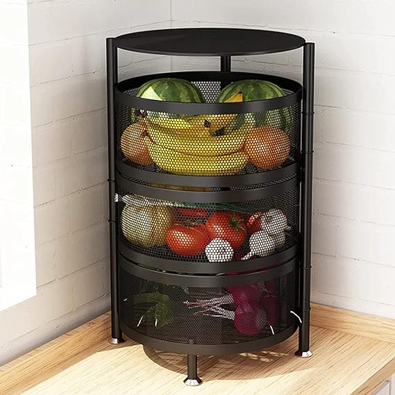 Round 3-level Aluminum Organizing Racks/رفوف تنظيم ألومنيوم دائرية 3 طوابق