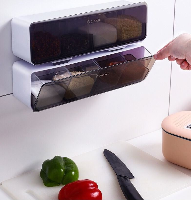 WALL  MOUNTED SPICES STORAGE / علب حفظ التوابل الجدارية