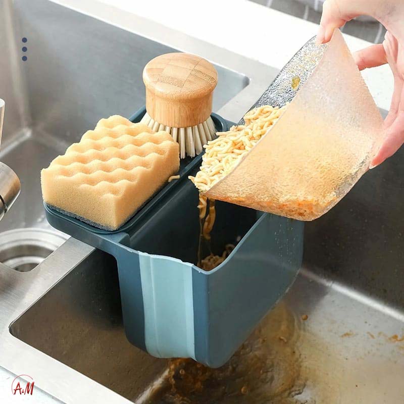 FOLDABLE SPONG HOLDER AND SINK STRAINER/مصفاة المغسلة القابلة للطي