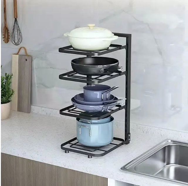 Kitchen Pot Rack Organizer, Cookware Holders 3 layer/ منظم أرفف المطبخ  تحت المغسلة