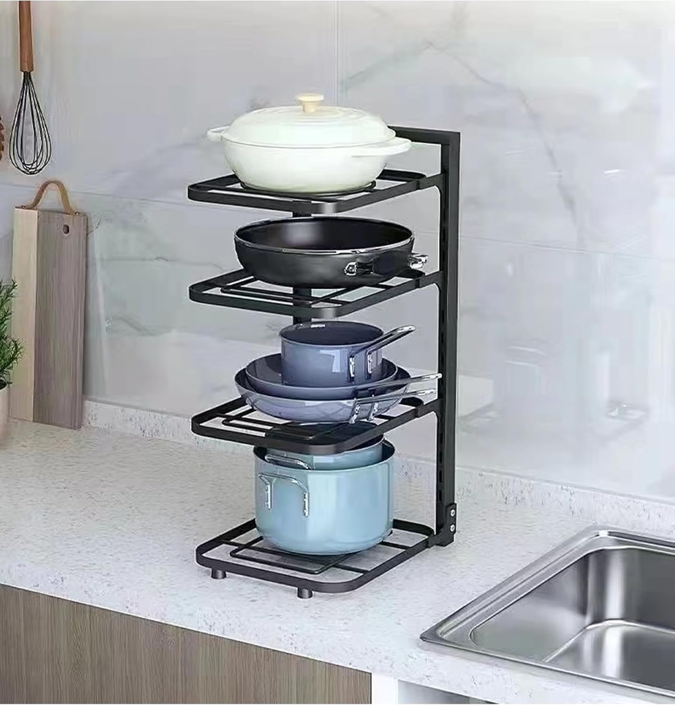 Kitchen Pot Rack Organizer, Cookware Holders 4 layer/منظم للاواني والمقالي 4 رفوف
