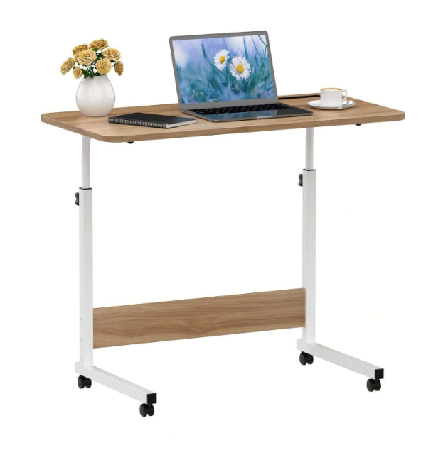 Adjustable wooden study table, with wheels /طاولة خشبية قابلة للتعديل للدراسة ,مع عجلات 