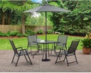 4 CHAIRS + 1 TABLE + 1 UMBRELLA JAN207-3 / جلسة خارجية 4 كراسي وطاولة ومظلة