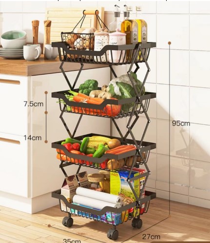 Aluminum Basket with Wheels / سلة التنظيم الألمنيوم