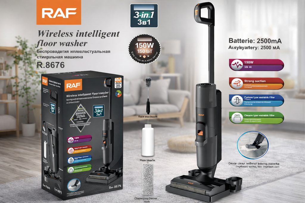 RAF WIRELESS INTELLIGENT FLOOR WASHER / المكنسة الذكية المحمولة