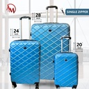 "ICE BLUE" TRAVEL BAG SET OF 3 DIFFERENT SIZES SINGLE ZIPPER /مجموعة حقائب السفر 3 احجام مختلفة (لون الازرق الجليدي) 