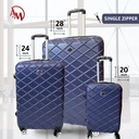 "NAVY" TRAVEL BAG SET OF 3 DIFFERENT SIZES SINGLE ZIPPER /مجموعة حقائب السفر 3 احجام مختلفة (لون البحري)  