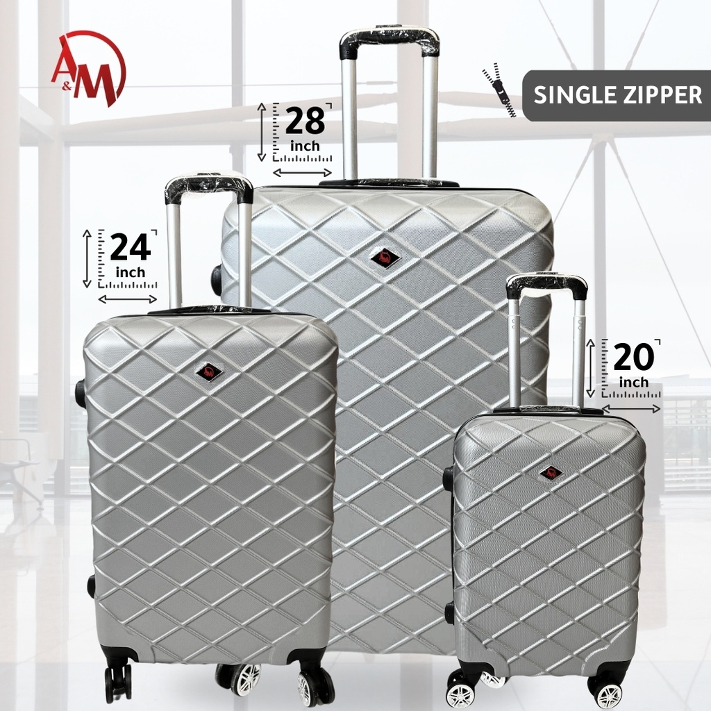 "SILVER" TRAVEL BAG SET OF 3 DIFFERENT SIZES SINGLE ZIPPER /مجموعة حقائب السفر 3 احجام مختلفة (فضي) 