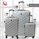 "SILVER" TRAVEL BAG SET OF 3 DIFFERENT SIZES SINGLE ZIPPER /مجموعة حقائب السفر 3 احجام مختلفة (فضي) 