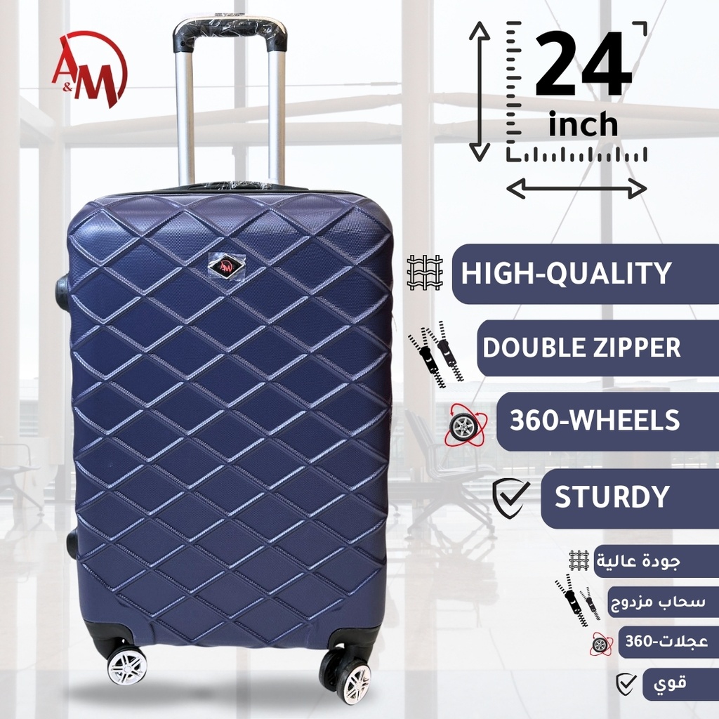 TRAVEL BAG DOUBLE ZIPPER MEDIUM "NAVY BLUE "/حقيبة سفر متوسطة بسحاب مزدوج "لون البحري"