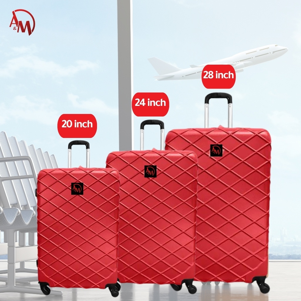 "RED" TRAVEL BAG SET OF 3 DIFFERENT SIZES DOUBLE ZIPPER /مجموعة حقائب السفر 3 احجام مختلفة (لون الاحمر ) مع سحاب مزدوج 