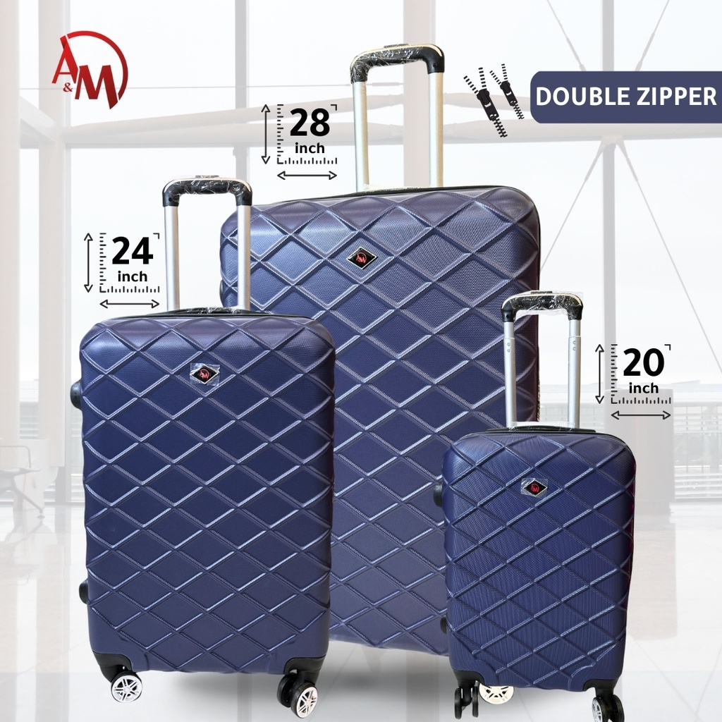 "NAVY" TRAVEL BAG SET OF 3 DIFFERENT SIZES DOUBLE ZIPPER /مجموعة حقائب السفر 3 احجام مختلفة (لون البحري) مع سحاب مزدوج 