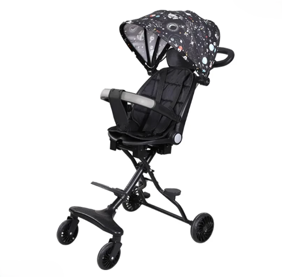 FOLDABLE TWO-WAY BABY STROLLER- BLACK / عربة أطفال ثنائية الاتجاه قابلة للطي- اسود 