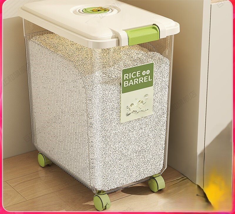 Rice Storage Container with Wheels 30L /حافظة تخزين الأرز بعجلات سعة 30 لترًا