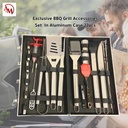 Exclusive BBQ Grill Accessories Set  In Aluminum Case 22pcs/مجموعة اكسسوارات الشواء في علبة من الألومنيوم مكونة من 22 قطعة 