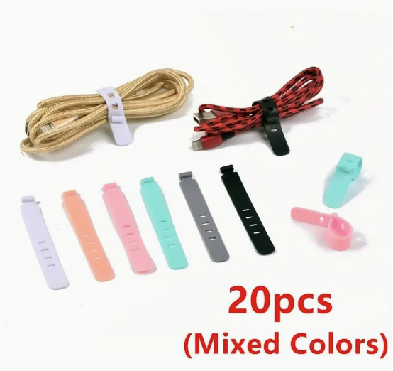 Cable Organizer Ties 20pcs/ربطات تنظيم الكابلات 20 قطعة