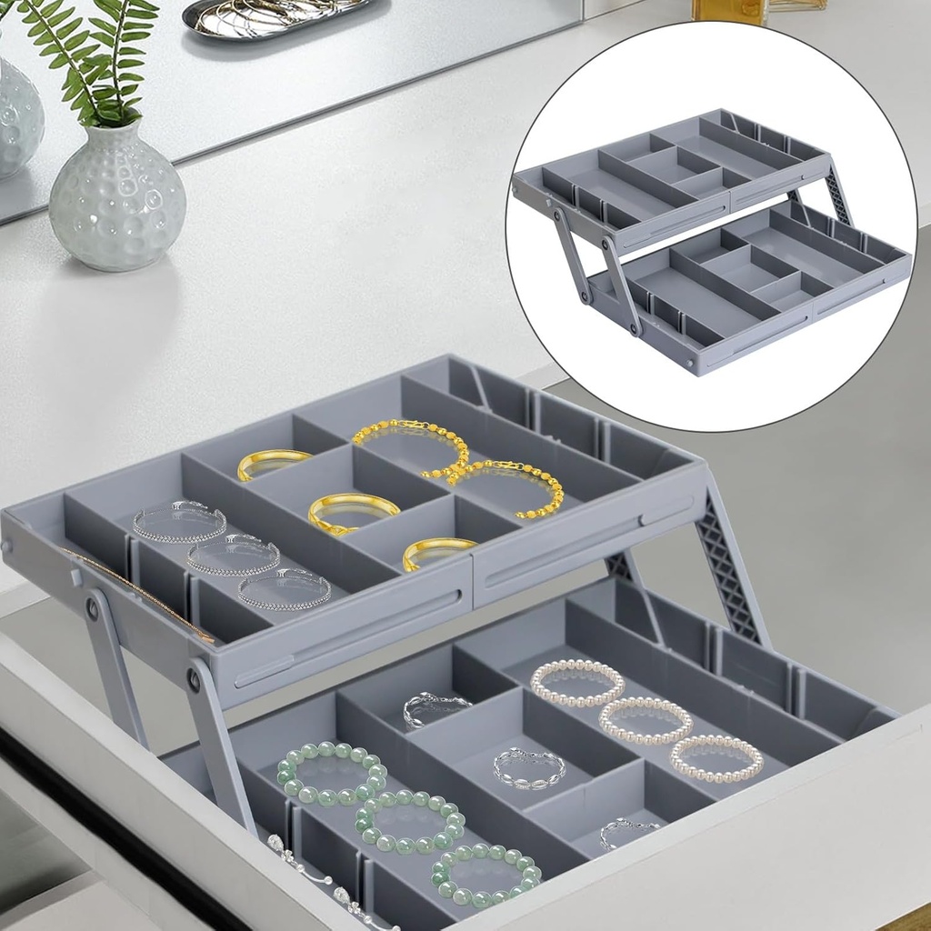 2 Tier Drawer Organizer Expandable /منظم أدراج رفين قابل للتوسيع
