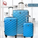 "ICE BLUE" TRAVEL BAG SET OF 3 DIFFERENT SIZES DOUBLE ZIPPER /مجموعة حقائب السفر 3 احجام مختلفة (لون الازرق الجليدي) مع سحاب مزدوج