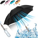 Sun UV Blocking Umbrella With Built-In Fan & Water Spray / مظلة واقية من أشعة الشمس فوق البنفسجية مزودة بمروحة ورذاذ ماء