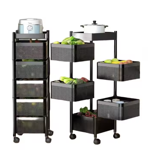 Rotating ALUMINIUM Kitchen rack 5-layer with wheels/رف مطبخ دوار من الألومنيوم مكون من 5 رفوف مع عجلات