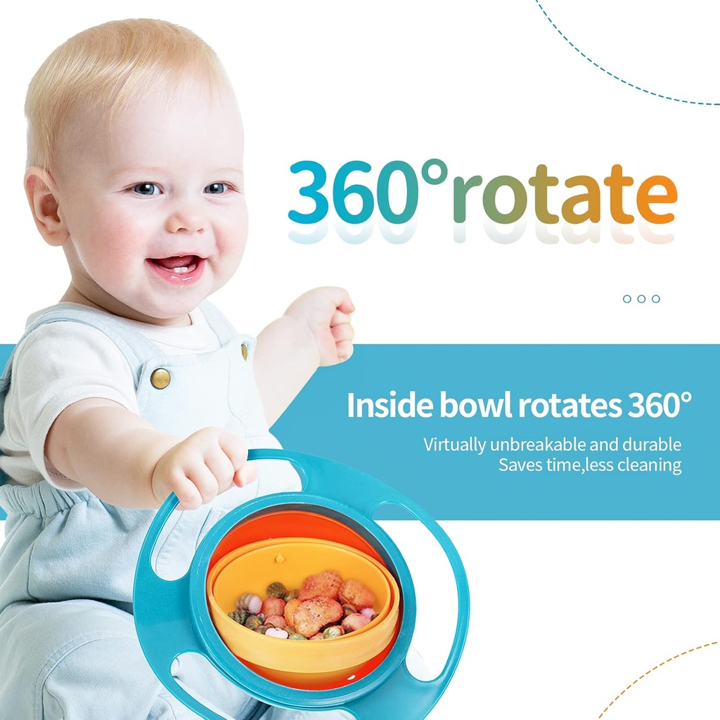  360-Degree Universal Anti Spill Bowl for Baby/ وعاء مضاد للانسكاب 360 درجة لأطفال