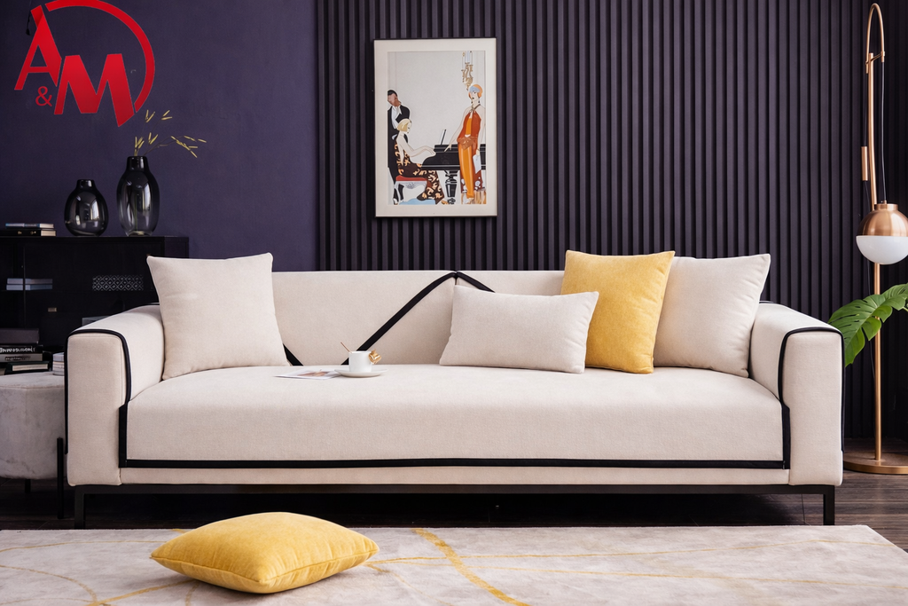 Non-slip Couch Cover Mat XXL SIZE OFF WHITE COLOR / غطاء أريكة غير قابل للانزلاق، مقاس XXL، لون أبيض عاجي