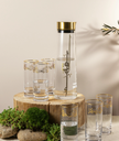  1 Bottle+6 Long Cup  From Liqaa - Gold/ طقم تقديم زجاجة واحدة + 6 أكواب طويلة من لقاء - ذهبي 