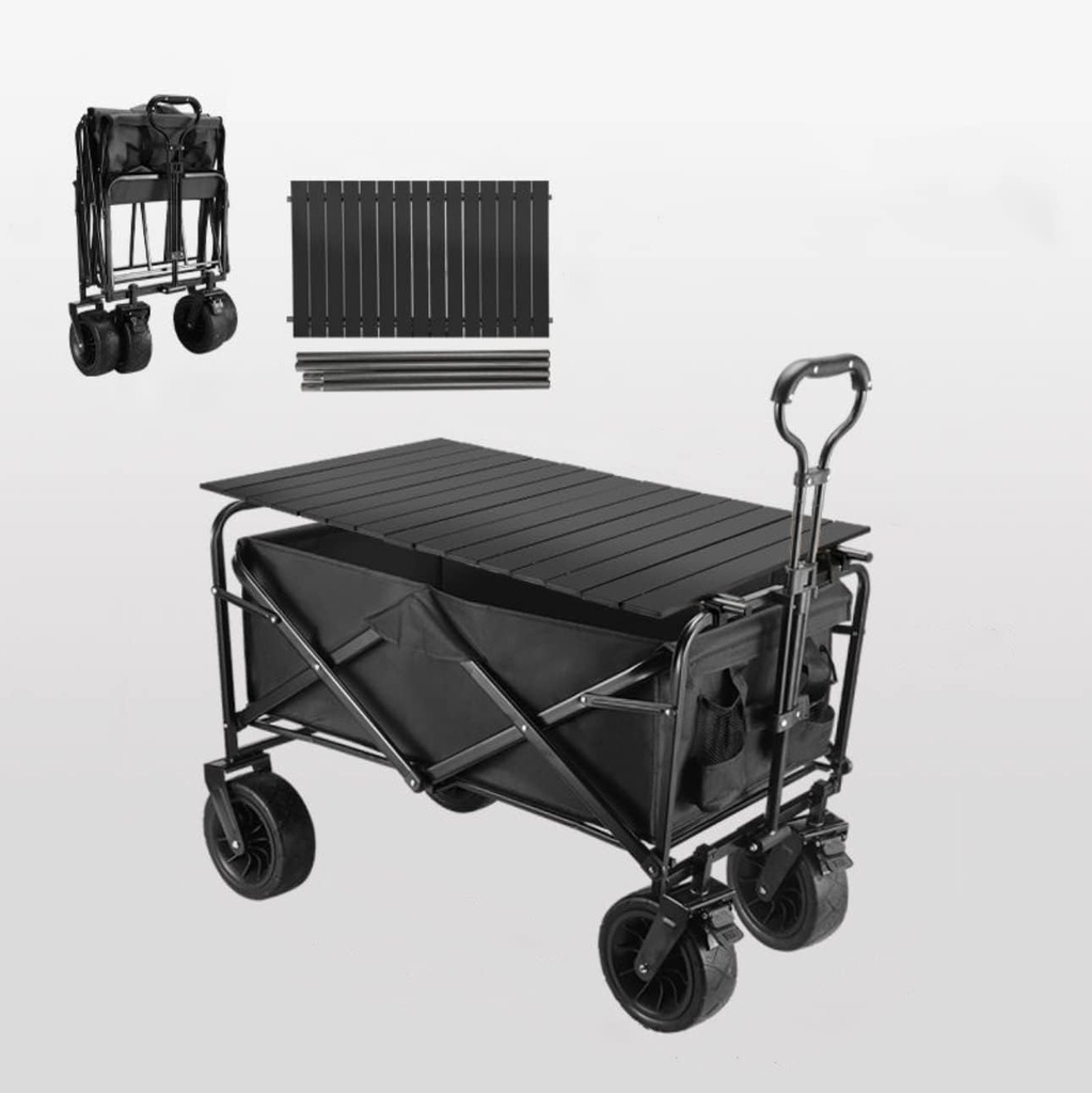 Heavy Duty Folding Cart with Large Wheels and Table Top /عربة قابلة للطي شديدة التحمل بعجلات كبيرة مع لوح طاولة
