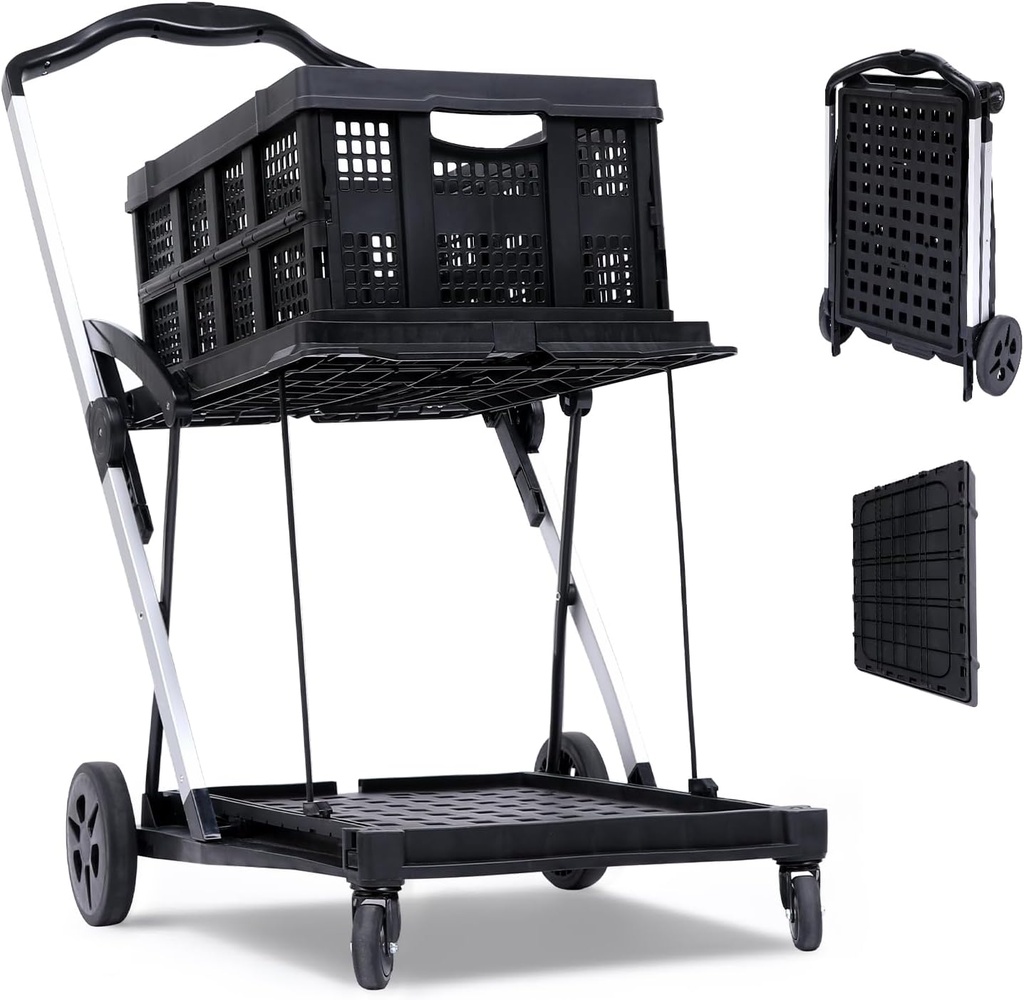 Double-layer aluminum shopping cart (one basket) /عربة تسوق من الألومنيوم مزدوجة الطبقات (سلة واحدة)