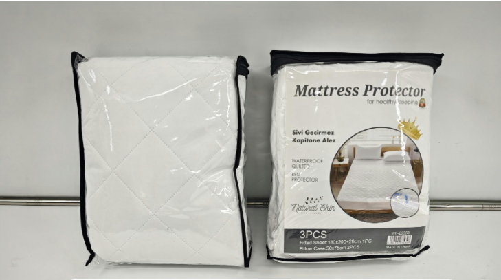 MATTRESS PROTECTOR 180x200+28cm with pillow covers/  غطاء حماية المرتبة مع اغطية الوسادة